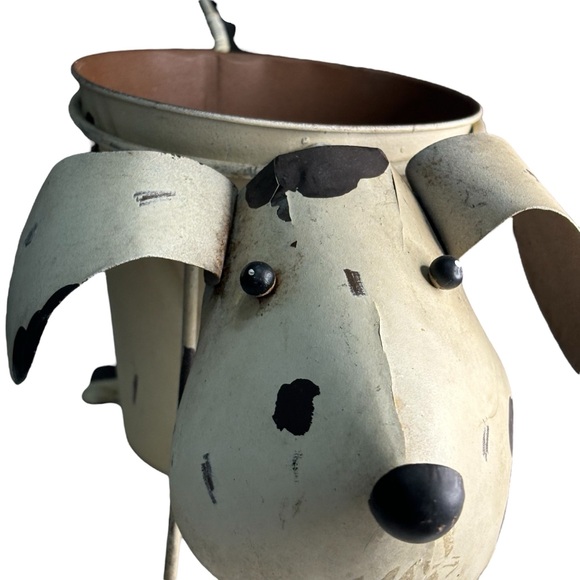 Rustic Garden Puppy Dog Planter Flower Pot Holder Coil Bobblehead & Tail - Tan - Picture 3 of 11